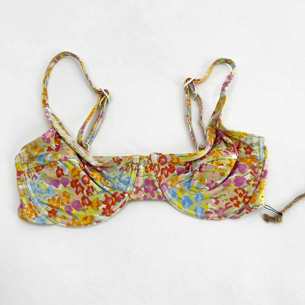NWT Revolve x Stone Fox Swim Bikini Top XS Colorful‎ Floral Print Swimwear